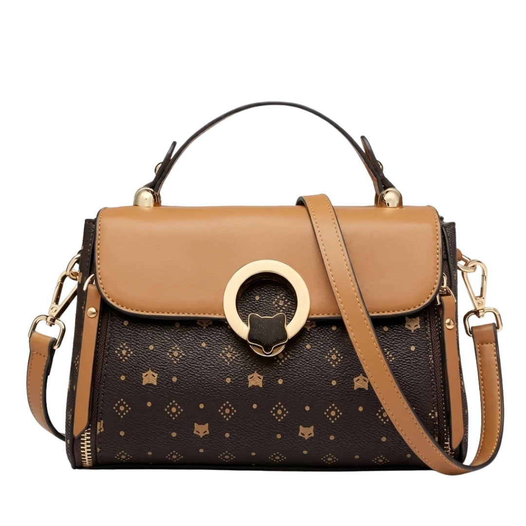Bolsa transversal feminina Alba Bronstrup com estampa xadrez