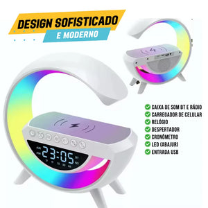 Luminária de Mesa Inteligente com Caixa de Som Refisher — em ambiente decorado