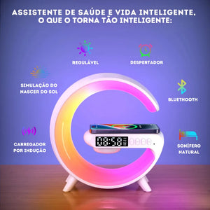 Luminária de Mesa Inteligente com Caixa de Som Refisher — luz acesa