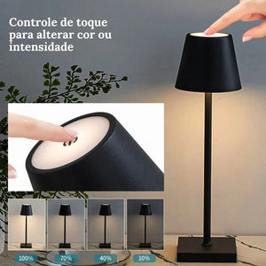 Luminária de Mesa Sem Fio Dimerizável Refisher — luz acesa